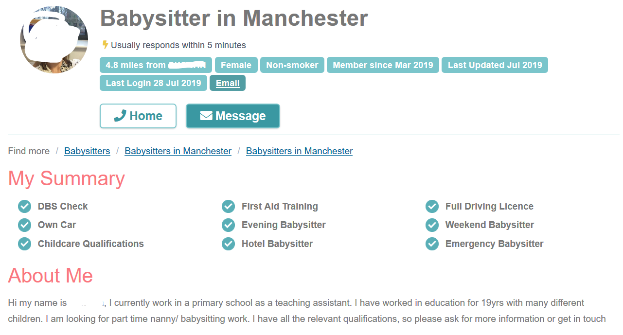 screen shot of childcare.co.uk