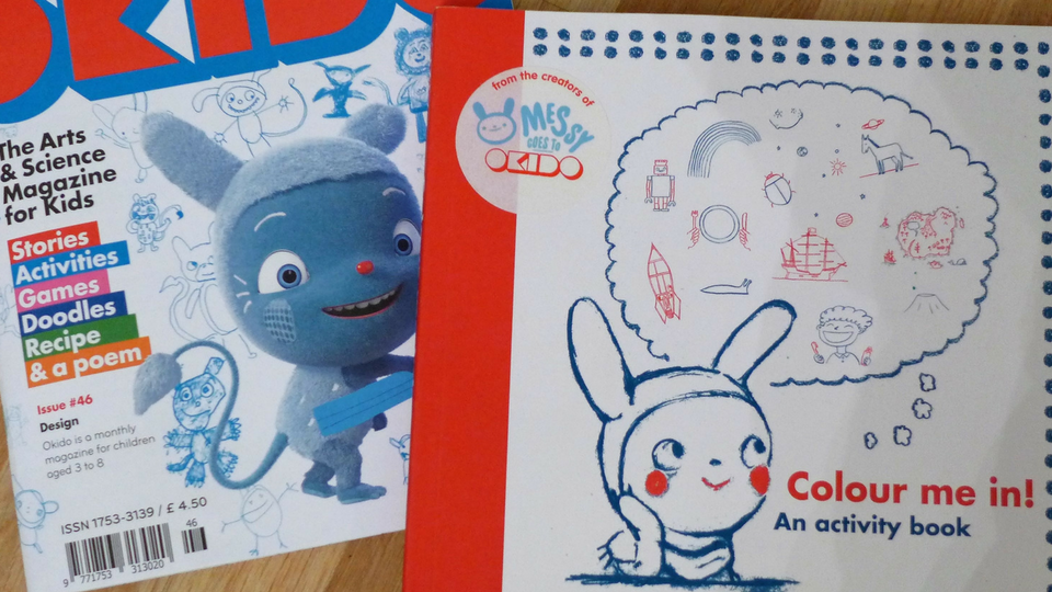 Okido Magazine and Okido colour me in activity book by Thames and Hudson