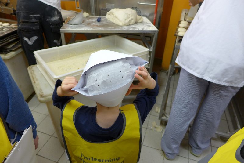 child in the bakery on the tesco farm to fork trail