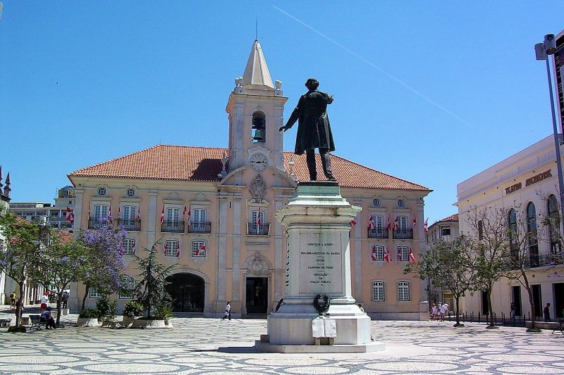 Aveiro in Portual. Image of a monument in town square