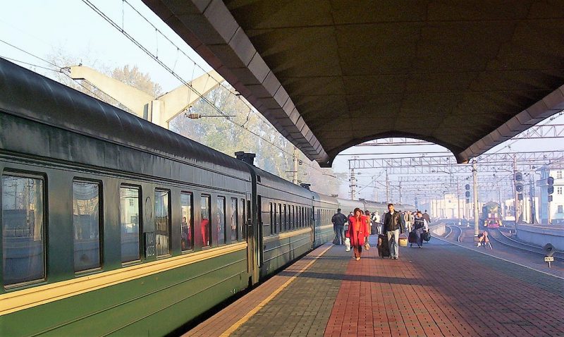 Russian train at station