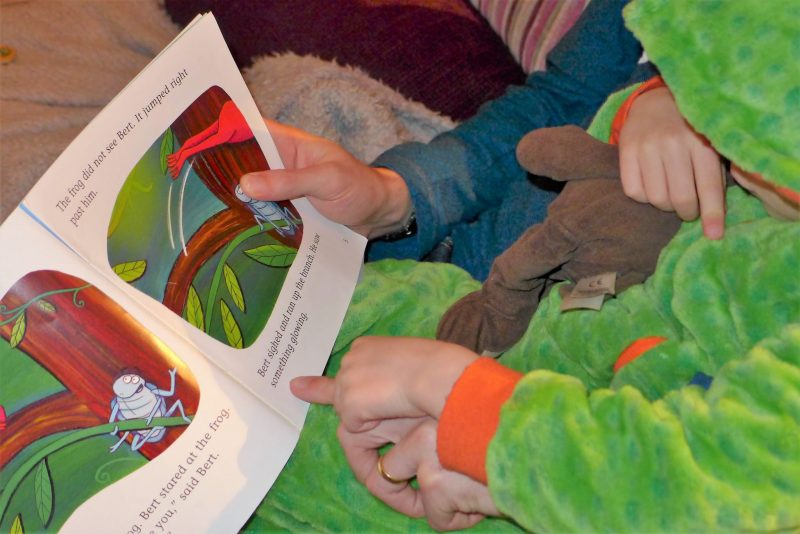 reading chest child reading book