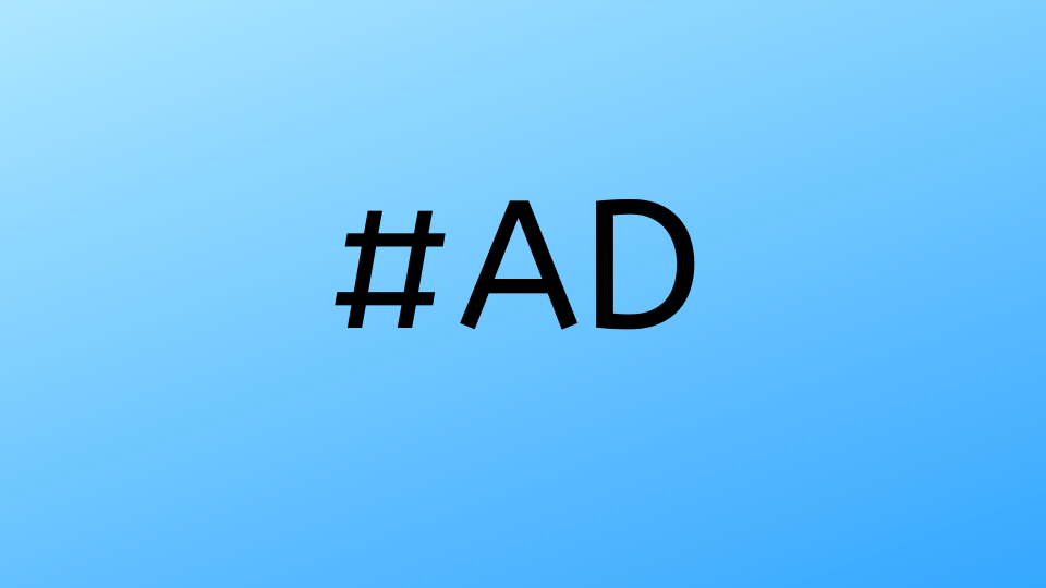 #ad written on blue background